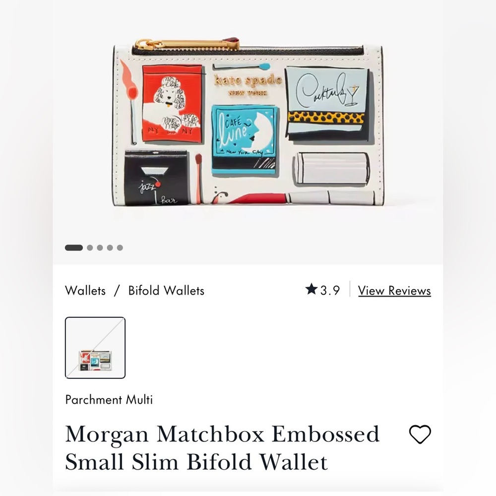 Kate Spade Morgan Matchbox Embossed Small Slim Bifold Wallett